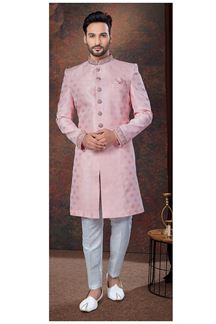 Picture of Splendid Pink Designer Indo-Western Sherwani for Engagement and Reception