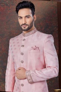 Picture of Splendid Pink Designer Indo-Western Sherwani for Engagement and Reception