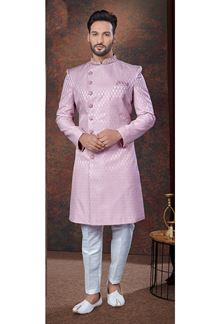Picture of Spectacular Light Purple Designer Indo-Western Sherwani for Engagement and Reception