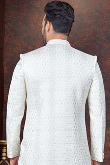 Picture of Captivating Cream Designer Indo-Western Sherwani for Engagement and Party