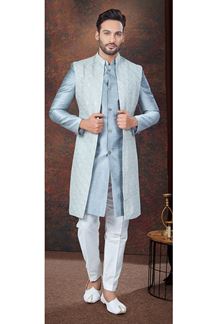 Picture of Exquisite Grey Designer Indo-Western Men’s Wear for Party and Festival