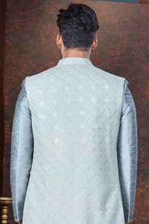 Picture of Exquisite Grey Designer Indo-Western Men’s Wear for Party and Festival