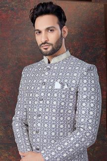 Picture of Aesthetic Lavender Designer Indo-Western Sherwani for Engagement and Reception