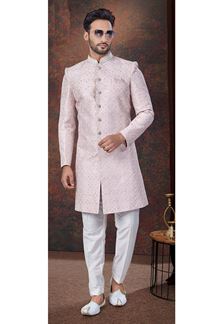 Picture of Enticing Light Lavender Designer Indo-Western Sherwani for Engagement and Reception