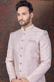 Picture of Enticing Light Lavender Designer Indo-Western Sherwani for Engagement and Reception