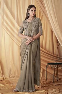 Picture of Glamorous Sparkle Satin Georgette Designer Saree for Party and Reception