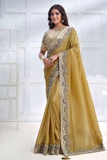 Picture of Glamorous Banarasi Crush Silk Designer Saree for Party and Haldi