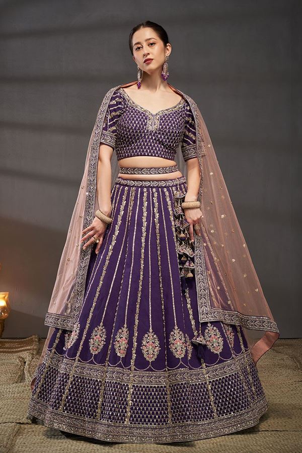 Picture of Captivating Purple Designer Bridal Lehenga Choli for Wedding and Reception