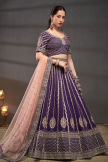 Picture of Captivating Purple Designer Bridal Lehenga Choli for Wedding and Reception