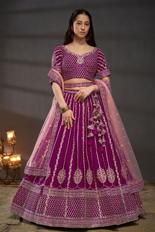 Picture of Breathtaking Burgundy Designer Bridal Lehenga Choli for Wedding and Reception