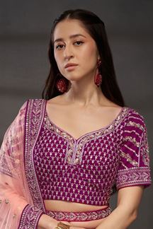 Picture of Breathtaking Burgundy Designer Bridal Lehenga Choli for Wedding and Reception