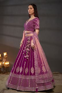 Picture of Breathtaking Burgundy Designer Bridal Lehenga Choli for Wedding and Reception