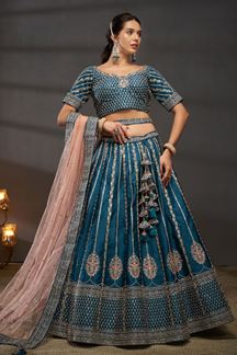 Picture of Flawless Teal Designer Bridal Lehenga Choli for Wedding and Reception