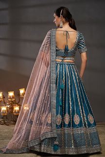 Picture of Flawless Teal Designer Bridal Lehenga Choli for Wedding and Reception