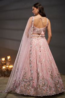 Picture of Captivating Pink Designer Bridal Indo-Western Lehenga Choli for Engagement and Reception