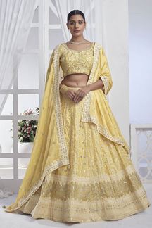 Picture of Fascinating Yellow Designer Lehenga Choli for Haldi and Festivals