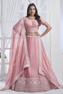 Picture of Striking Light Pink Designer Lehenga Choli for Sangeet, Pre-Wedding shoots and Festivals