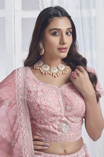 Picture of Striking Light Pink Designer Lehenga Choli for Sangeet, Pre-Wedding shoots and Festivals