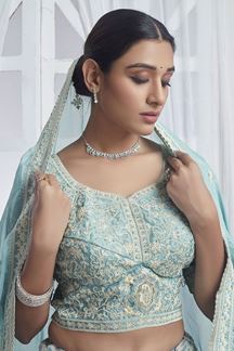 Picture of Outstanding Sky Blue Designer Lehenga Choli for Sangeet, Party, and Festivals