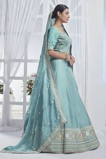 Picture of Outstanding Sky Blue Designer Lehenga Choli for Sangeet, Party, and Festivals