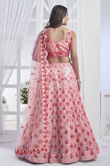 Picture of Smashing Peach Designer Indo-Western Lehenga Choli for Engagement and Reception