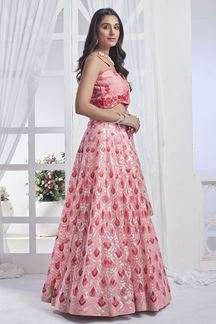 Picture of Smashing Peach Designer Indo-Western Lehenga Choli for Engagement and Reception