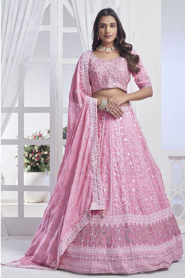 Picture of Charismatic Baby Pink Designer Lehenga Choli for Engagement and Reception