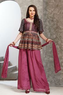 Picture of Exuberant Multi Designer Palazzo Suit for Party and Festivals