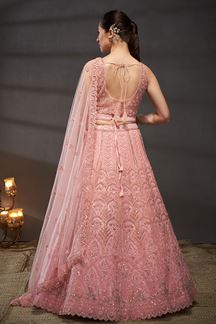 Picture of Ethnic Pink Designer Indo-Western Lehenga Choli for Engagement, Wedding and Reception