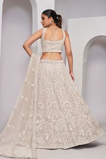 Picture of Marvelous Off-White Designer Indo-Western Lehenga Choli for Engagement and Reception 