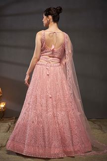 Picture of Splendid Pink Designer Indo-Western Lehenga Choli for Engagement, Wedding and Reception