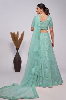 Picture of Charming Mint Green Designer Wedding Lehenga Choli for Engagement, Wedding, and Reception 