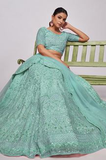 Picture of Charming Mint Green Designer Wedding Lehenga Choli for Engagement, Wedding, and Reception 