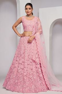 Picture of Beautiful Light Pink Designer Indo-Western Lehenga Choli for Engagement and Reception 