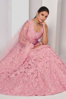 Picture of Beautiful Light Pink Designer Indo-Western Lehenga Choli for Engagement and Reception 