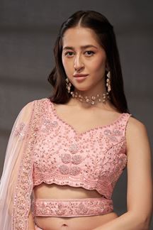 Picture of Bollywood Pink Designer Indo-Western Lehenga Choli for Engagement, Wedding and Reception