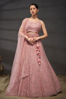 Picture of Dazzling Pink Designer Indo-Western Lehenga Choli for Engagement, Wedding and Reception