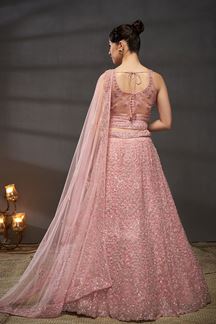 Picture of Dazzling Pink Designer Indo-Western Lehenga Choli for Engagement, Wedding and Reception