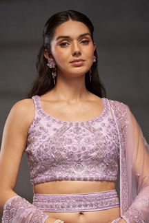 Picture of Striking Lavender Designer Indo-Western Lehenga Choli for Engagement, Wedding and Reception