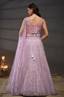 Picture of Striking Lavender Designer Indo-Western Lehenga Choli for Engagement, Wedding and Reception