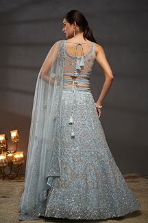 Picture of Fashionable Grey Designer Indo-Western Lehenga Choli for Engagement, Wedding and Reception