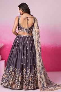 Picture of  Stylish Purple Designer Indo-Western Lehenga Choli for Engagement and Reception