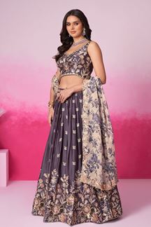 Picture of  Stylish Purple Designer Indo-Western Lehenga Choli for Engagement and Reception