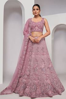 Picture of Artistic Lavender Designer Indo-Western Lehenga Choli for Engagement and Reception 
