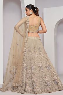 Picture of Delightful Beige Designer Indo-Western Lehenga Choli for Engagement and Reception 