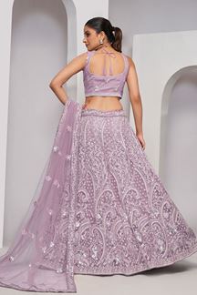 Picture of Irresistible Lavender Designer Indo-Western Lehenga Choli for Engagement and Reception 