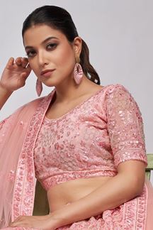 Picture of Impressive Light Pink Designer Lehenga Choli for Engagement and Reception 