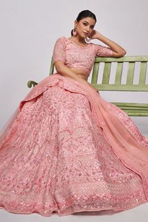 Picture of Impressive Light Pink Designer Lehenga Choli for Engagement and Reception 