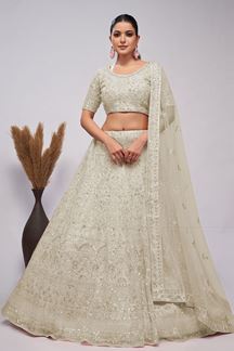 Picture of Glorious Off-White Designer Lehenga Choli for Engagement and Reception 
