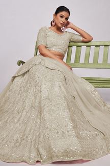 Picture of Glorious Off-White Designer Lehenga Choli for Engagement and Reception 